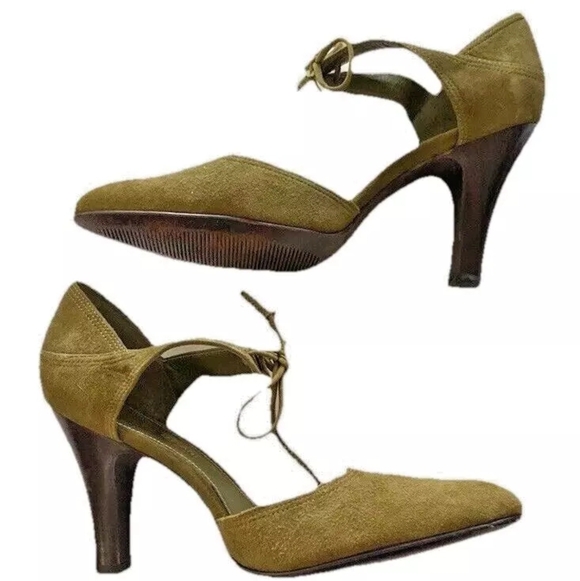 ANTONIO MELANI Tan Flats with Pointed Toe and Adjustable Ankle Strap - Picture 5 of 6